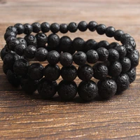 natural bracelet 8mm volcanic stone black hair crystal beads bracelet bangle for diy jewelry women and men amulet accessories