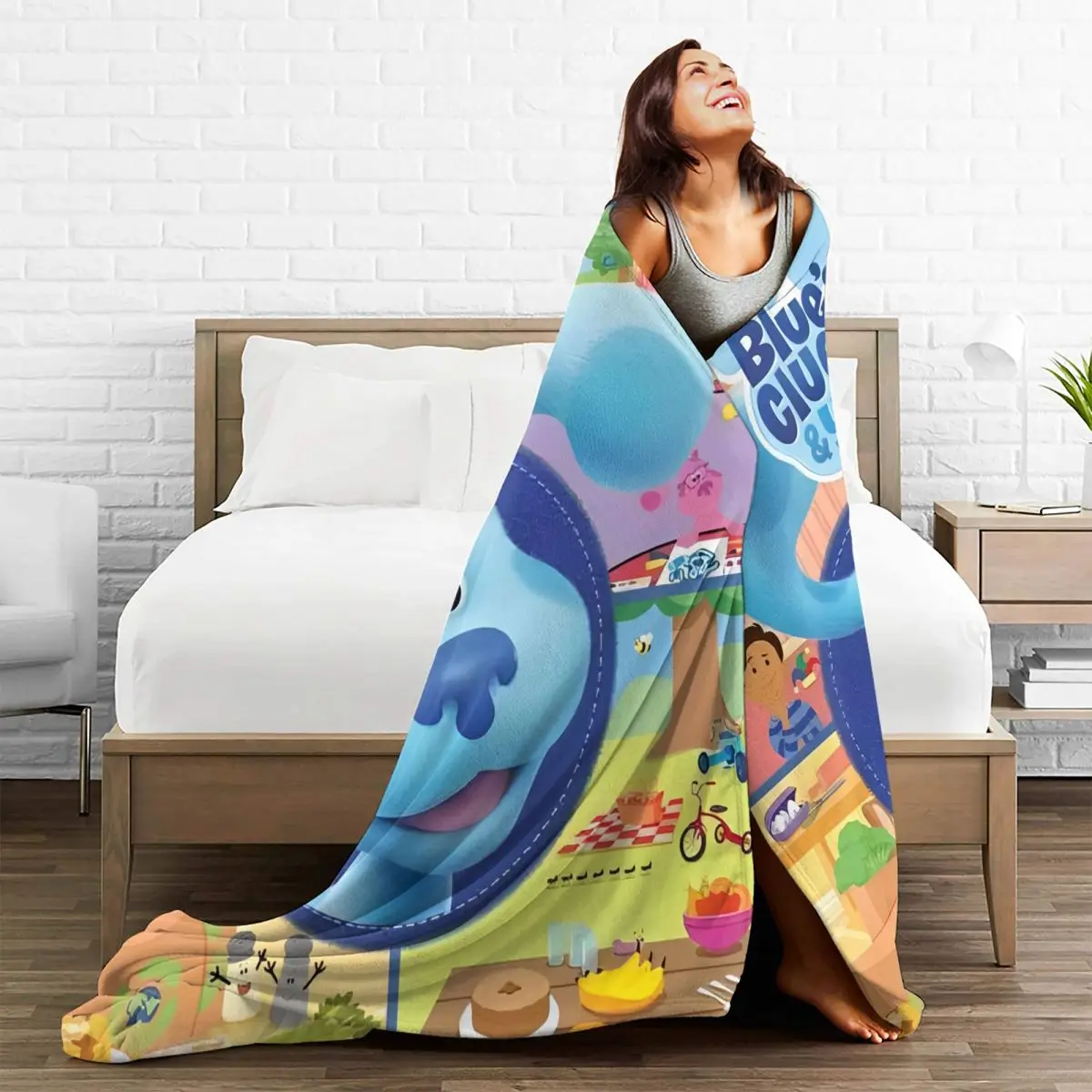 Мультяшные одеяла синяя собака с подсказками милые Зимние флисовые детские