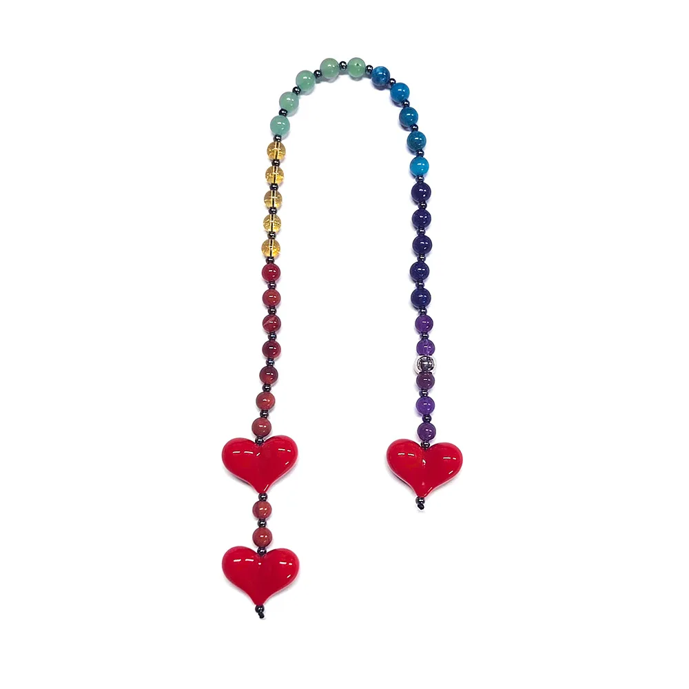 HERLOOK Big Love Heart Сумка Подвески Натуральный Камень Бусины Цепочка Подвеска для