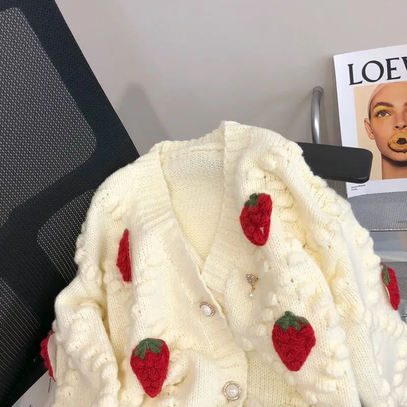 Женский утепленный вязаный однобортный кардиган с V-образным вырезом