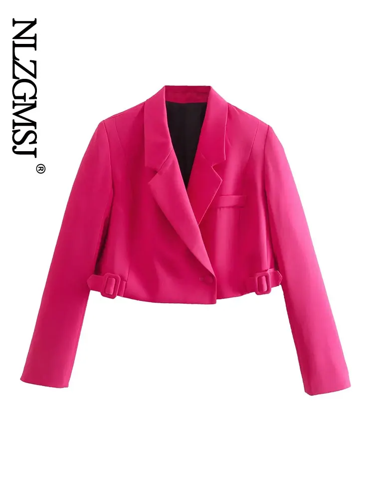 

Nlzgmsj 2022 Cropped Blazer Women Fashion Long Sleeve Suit Jackets Collared Short Blazer Woman Streetwear Female Blazer 202205