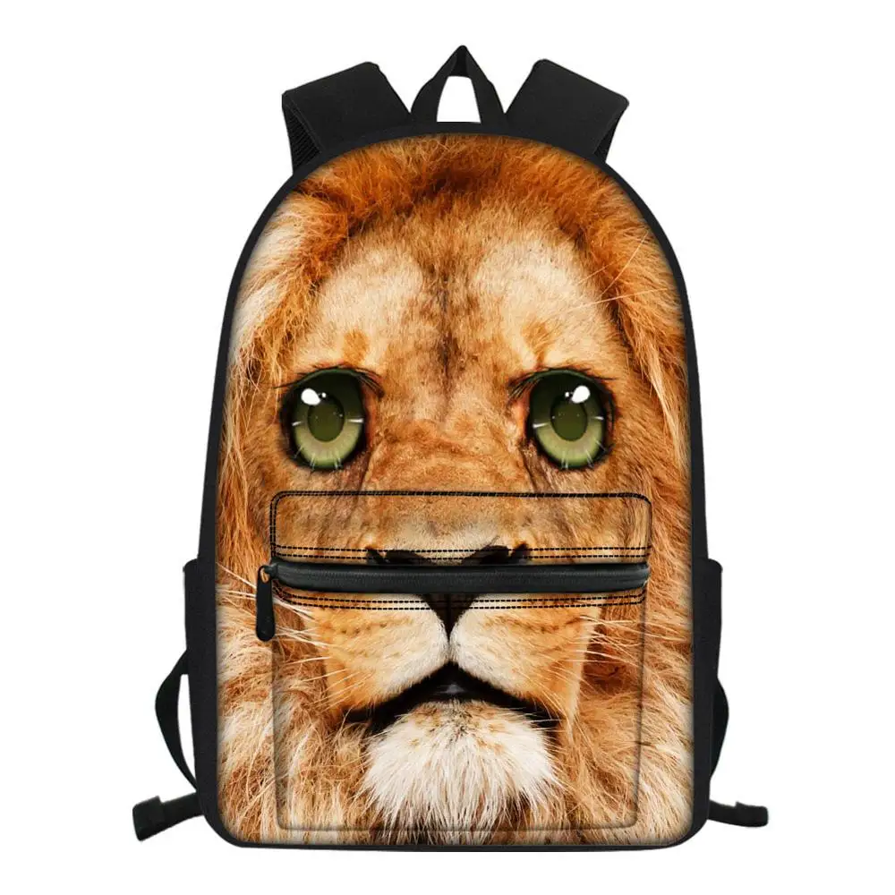 Школьный портфель для мальчиков и девочек-подростков, милый рюкзак с принтом льва для начальной школ�