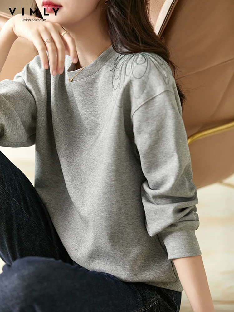 Свитшот Vimly для женщин осень 2022 Повседневная Свободная Толстовка с круглым