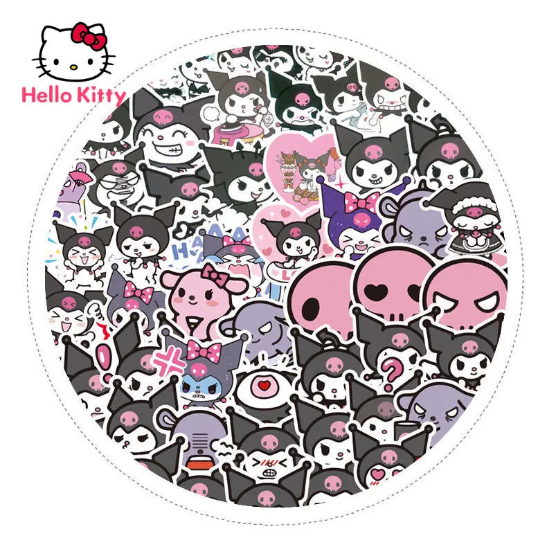 

100 шт., водостойкие наклейки «Hello Kitty Kuromi»