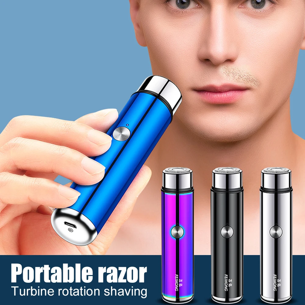 

Mini afeitadoras para hombres, maquinilla afeitar Barba, de Facial lavable, recargable por USB, herramientas afeitado