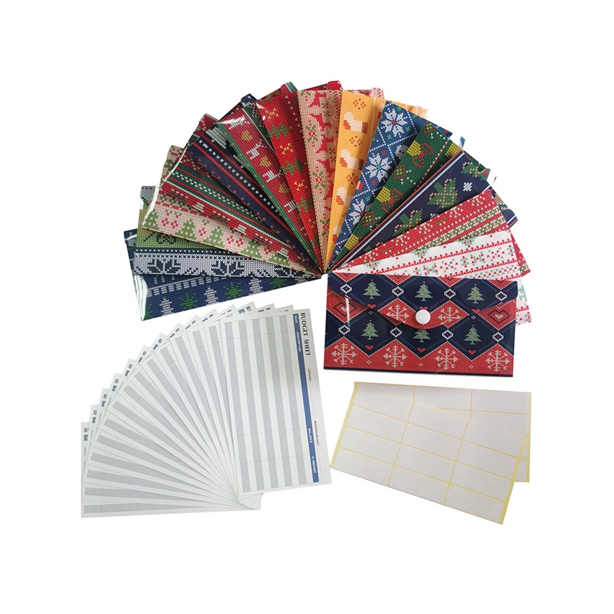 

Конверты для экономии наличных, 15 бюджетных конвертов на Рождество, ламинированная система для экономии наличных, 15 бюджетных листов, 24 стикера