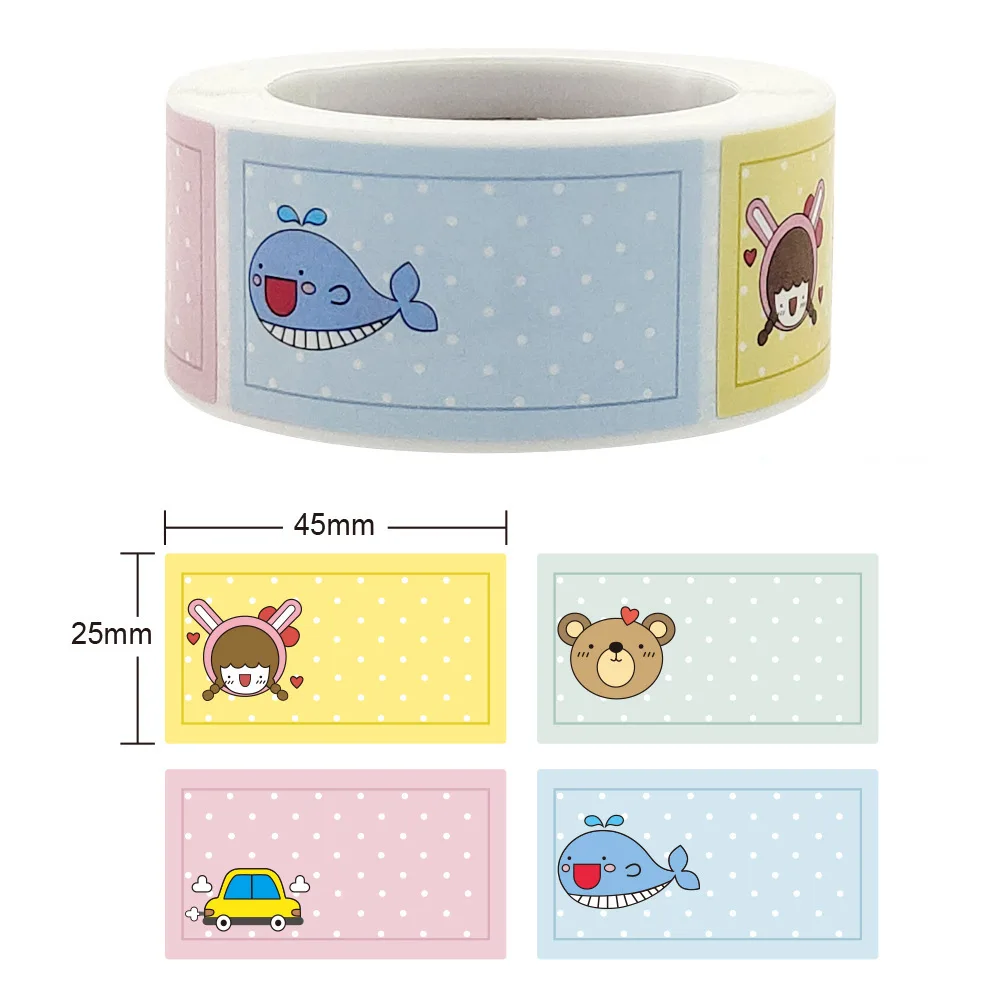 

250pcs/roll Name Sticker Book Label Items Marked Cartoon Label Blank Sticker School Child Stationery Sticker