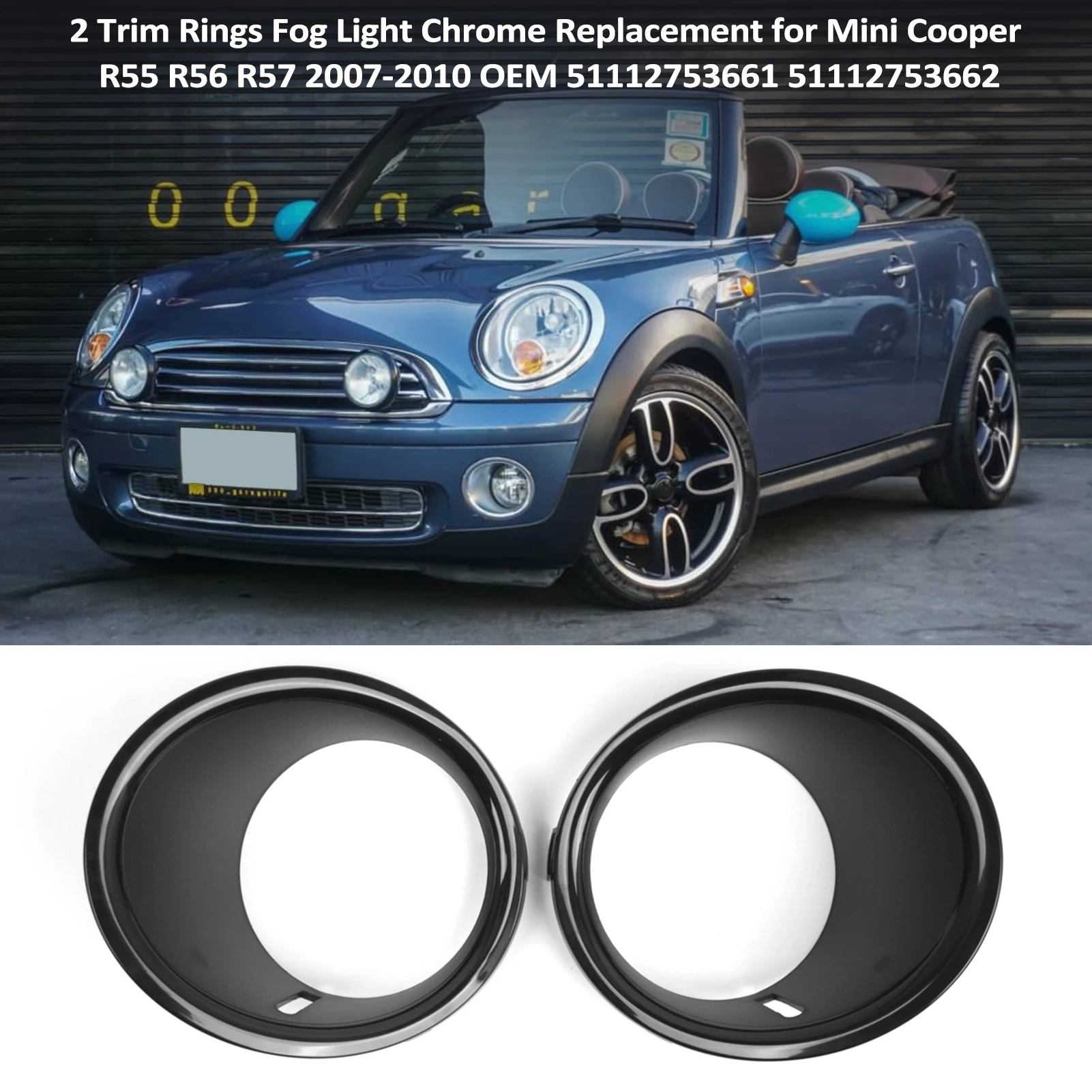 

2 Trim Fog Light Cover Replacement +Visor Style Turn Signal Trim Ring For Harley Touring FLH Softail