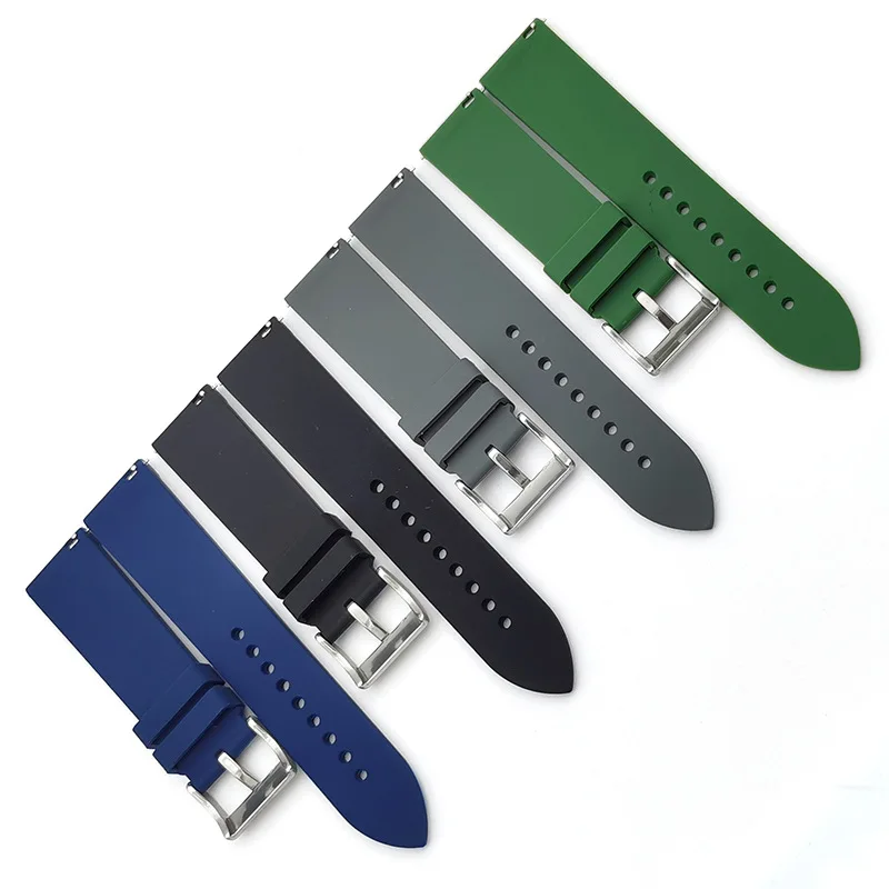 20MM 22MM Flat Interface Quick Release Switch With Spring Bar Silicone Watch Strap Fit For RLX Water Ghost Oyster Style Diving