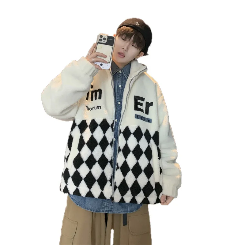 Lovers thickened granular cashmere coat 2022 new lamb wool winter coat port fashion trend men and women's warm cotton clothing