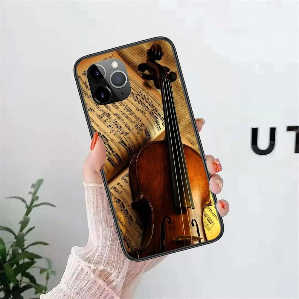 Фото Для Galaxy G313 Grand I9082 Prime Note 8 9 10 20 Lite Plus Pro Ultra скрипка и музыкальные ноты ретро черный Hoesjes Модный чехол №3