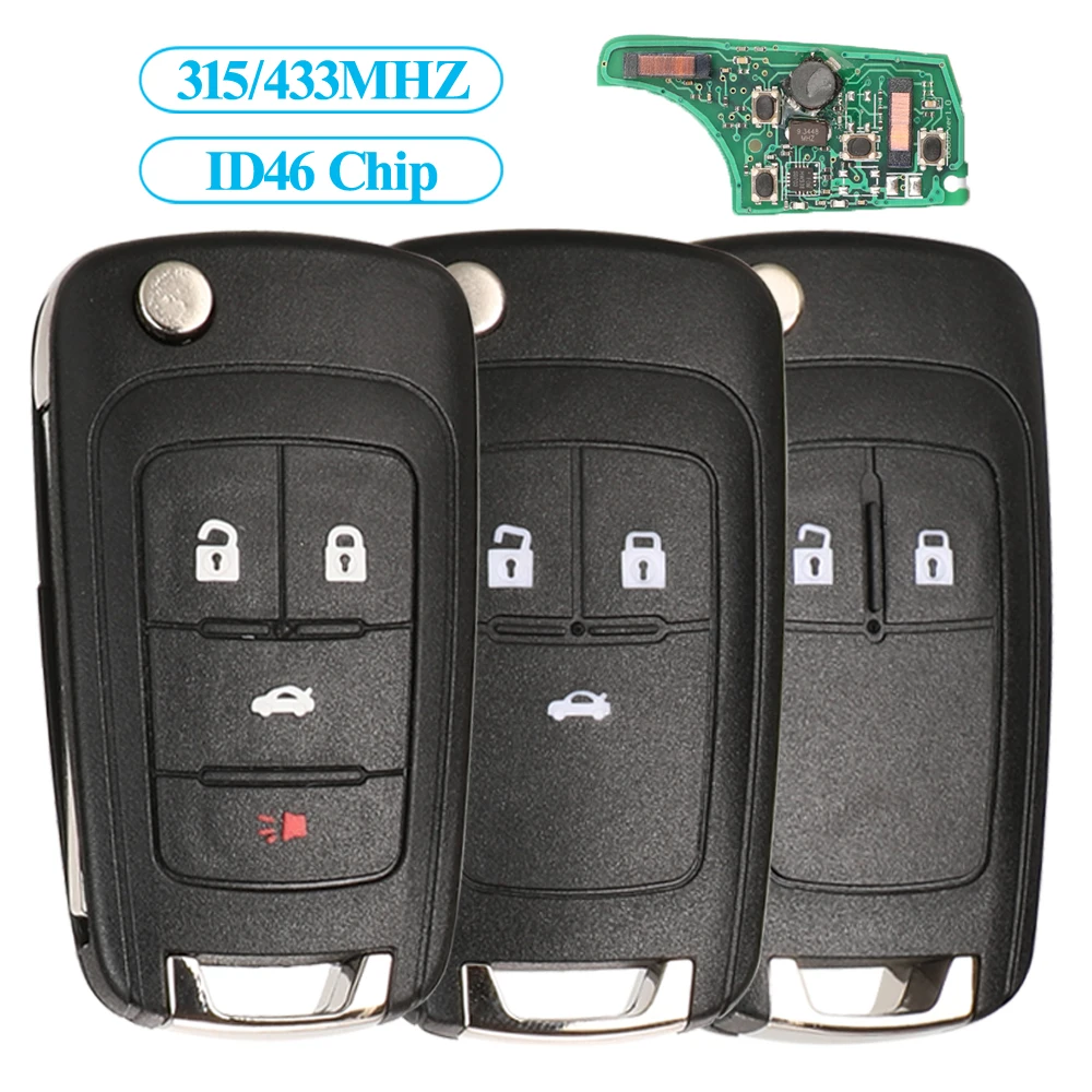 

Jingyuqin Flip Smart Keyless-Go Car Key 315/433MHZ ID46 For Chevrolet Aveo Cruz Camero Malibu Buick Encore Verano Remote Fob