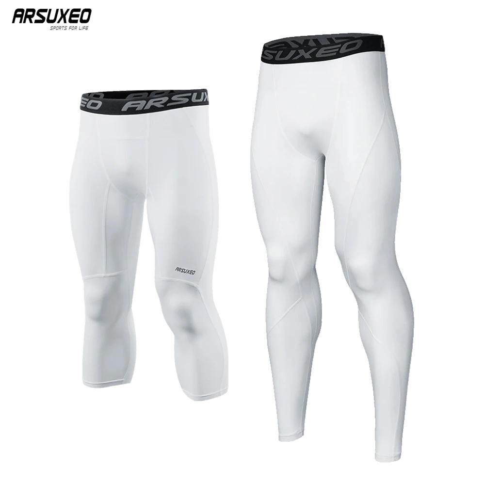 ARSUXEO Thermal Underwear Men Winter Compression Tight Pants Motorcycle Skiing Warm Bicycle Bike Running Sports Base Layer