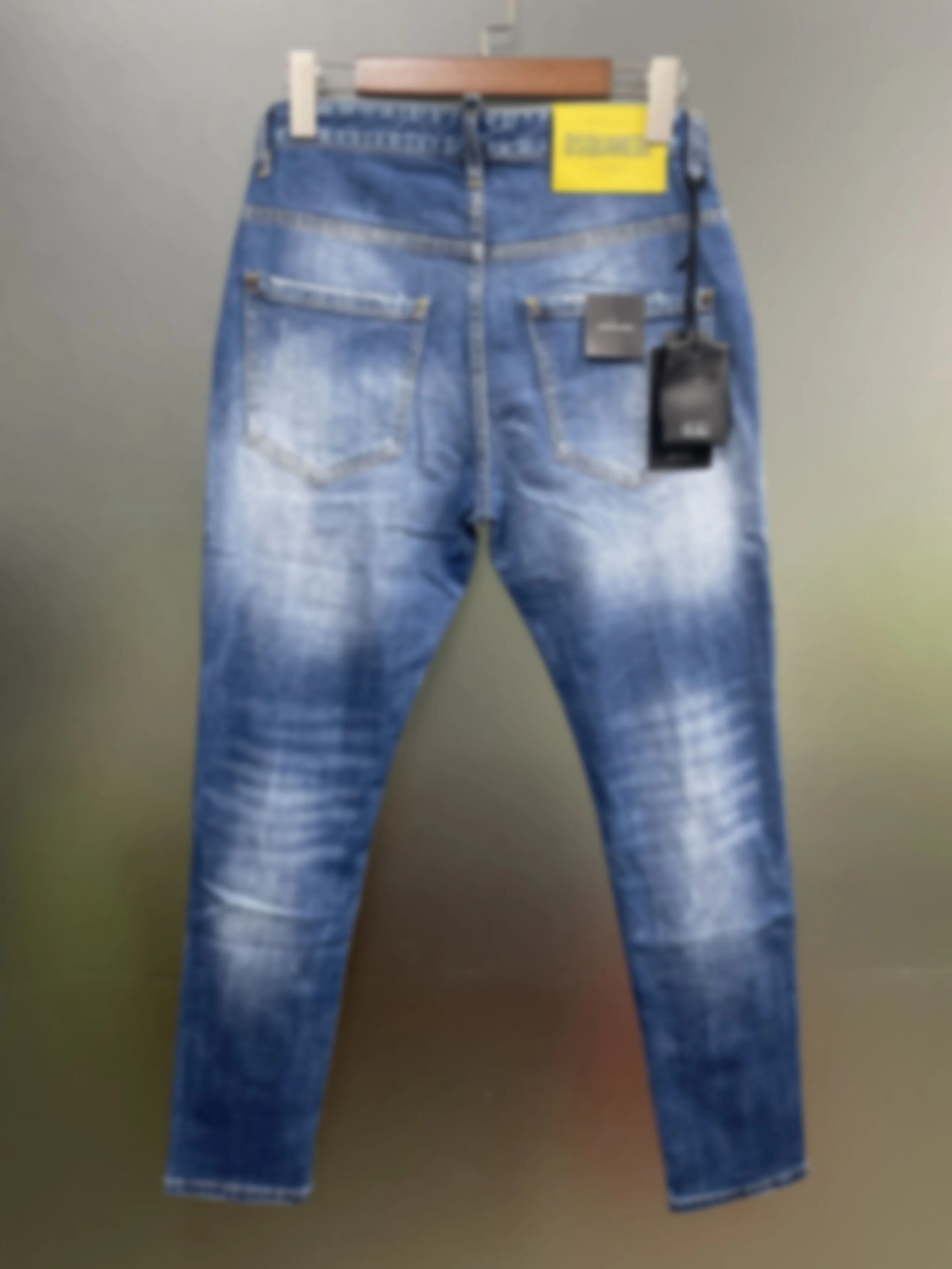 Осень 2024 новые мужские джинсы D2 потертые шлифовальные отверстия облегающая