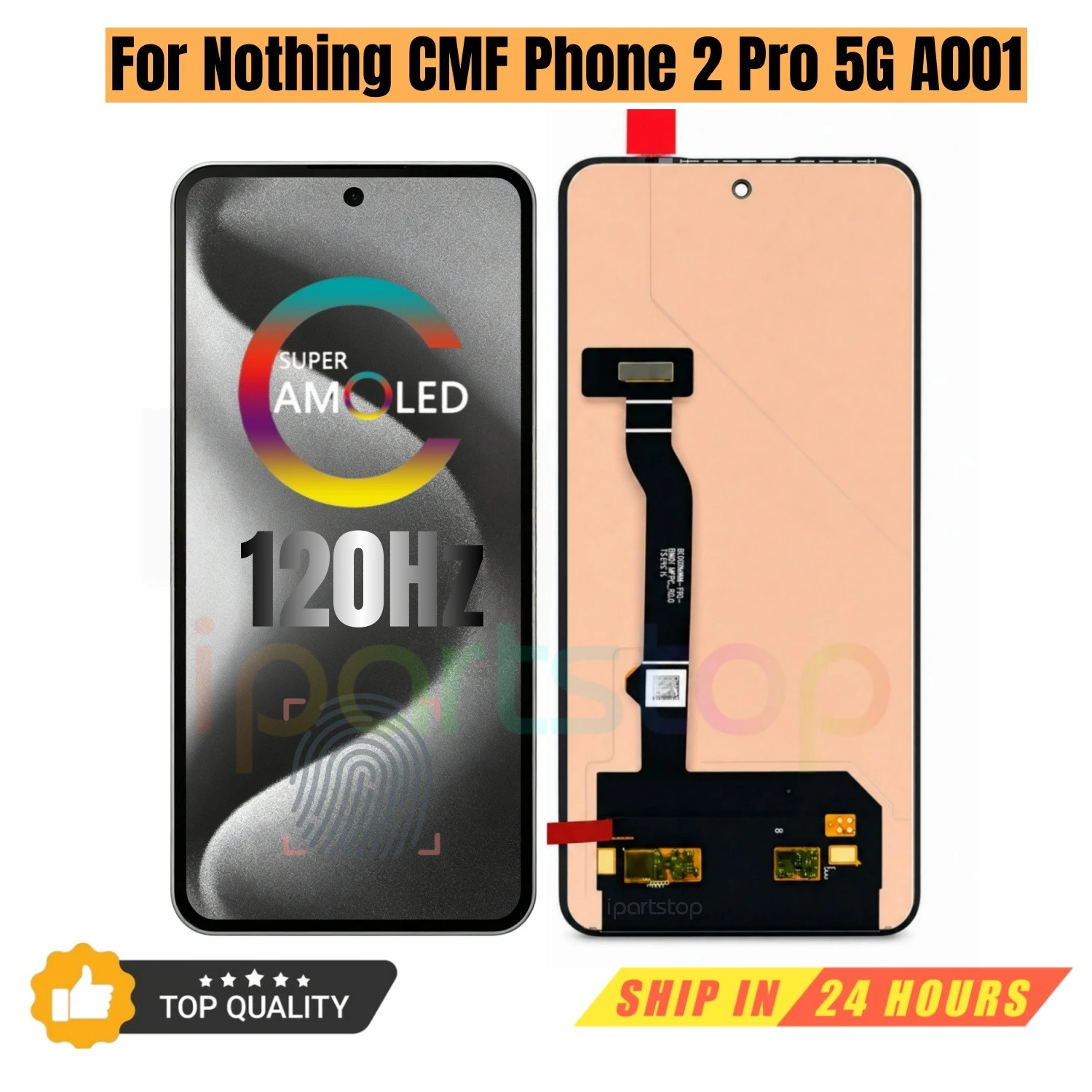 Фото Новый дисплей iParts для Nothing CMF Phone 2 Pro 5G A001 AMOLED 120 Гц, сенсорный экран с рамкой в сборе, черный, OEM №1