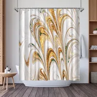 Marble Gold Shower Curtain Liner Waterproof Print Long Rustic Fabric Shower Curtain Bathroom Decorative Bath Curtain With Hooks