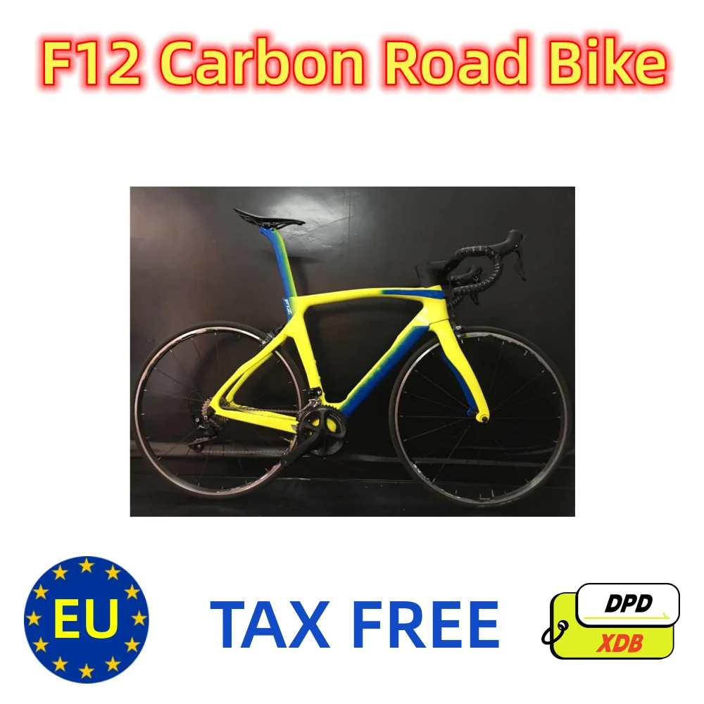 

Индивидуальный F12 T1100 1K карбоновый полный велосипед желтого и синего цвета «сделай сам», китайский дорожный Карбон, полный велосипед с R7010 гр...