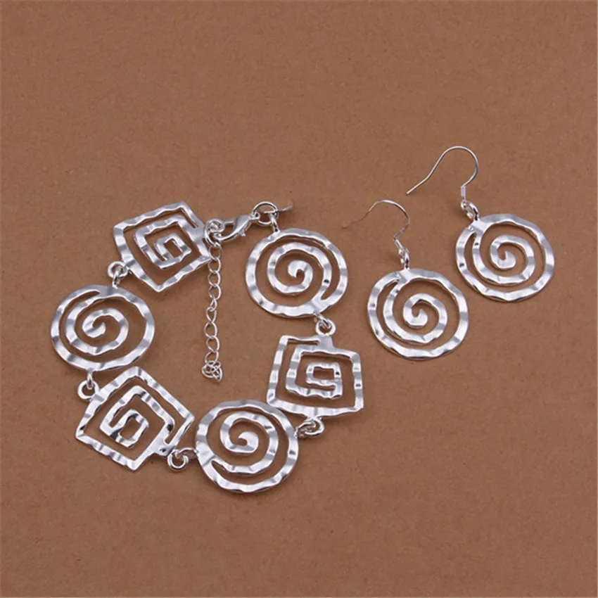 

Fine Korean Fashion 925 Sterling Silver Retro Thread Bracelets Earrings for Women Jewelry Sets Streetwear Party Wedding Gifts