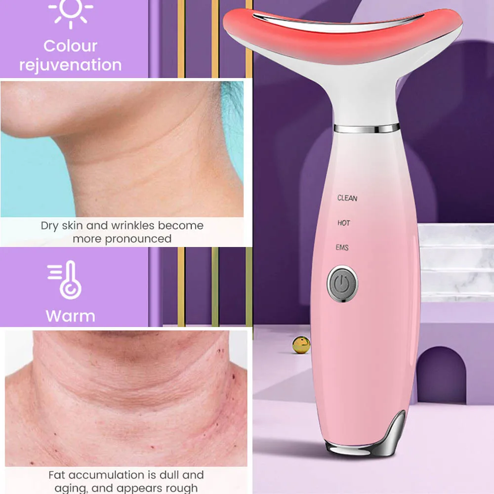 

EMS LED Neck Lifting Vibration Tighten Massager Facial Beauty Device Photon Therapy Reduce Double Chin Remove Wrinkle Skin Care
