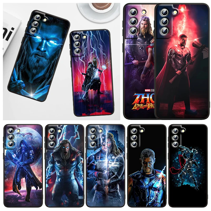

Marvel Avengers Thor For Samsung Galaxy S22 S21 S20 FE Ultra Pro Lite S10 5G S10E S9 S8 Plus S7 Edge Black Phone Case