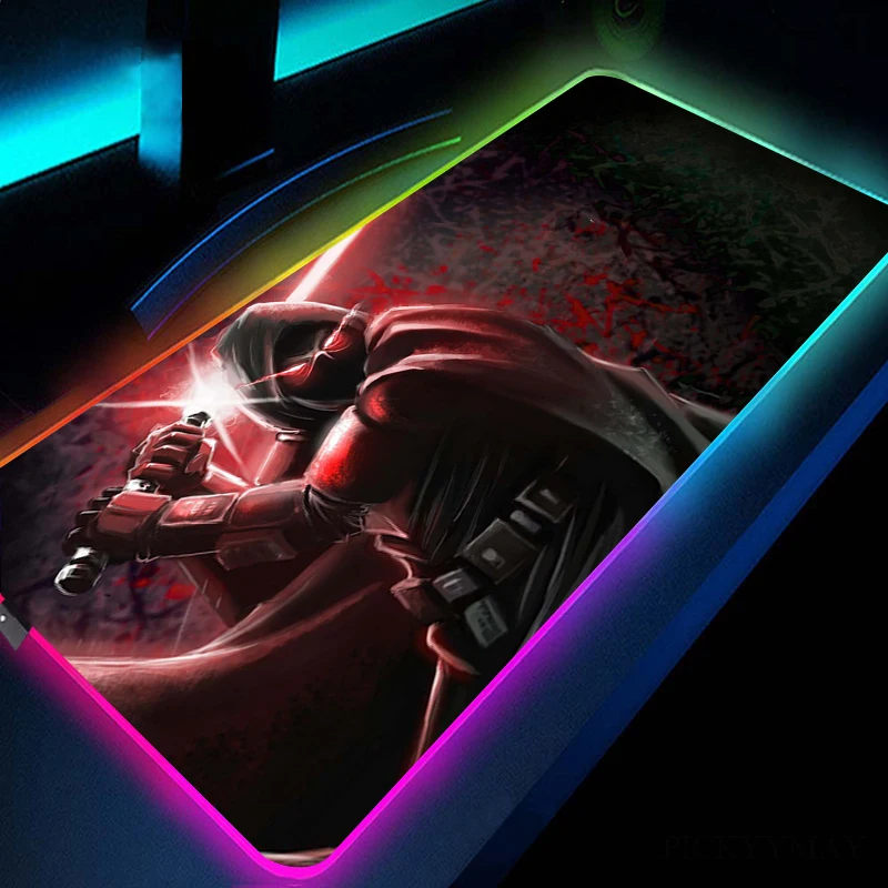 Коврик для мыши с рисунком аниме войн большой игровой коврик RGB подсветкой мягкий