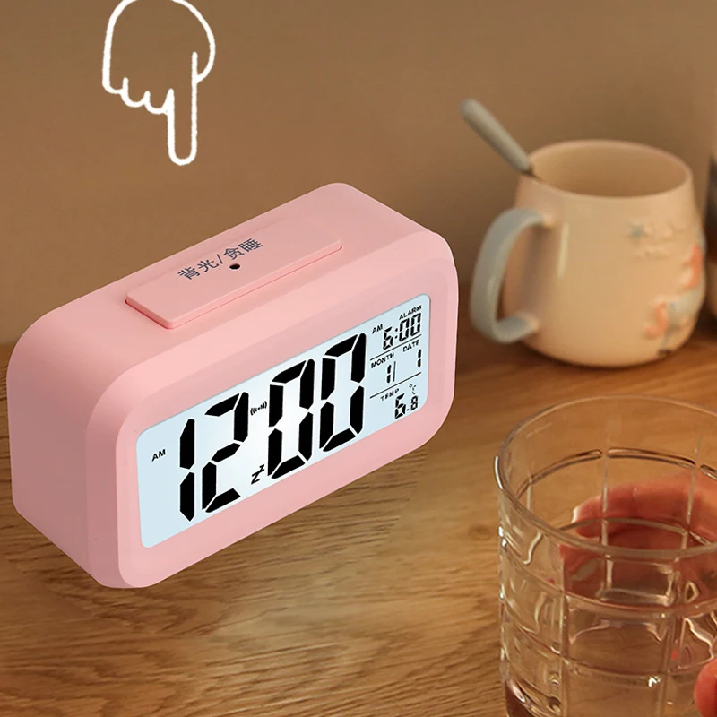 Table Electronic Clock Sound Control Backlight 12/24 Alarm Clock Ringtones Bedrooms Bedside Kids Home Decor
