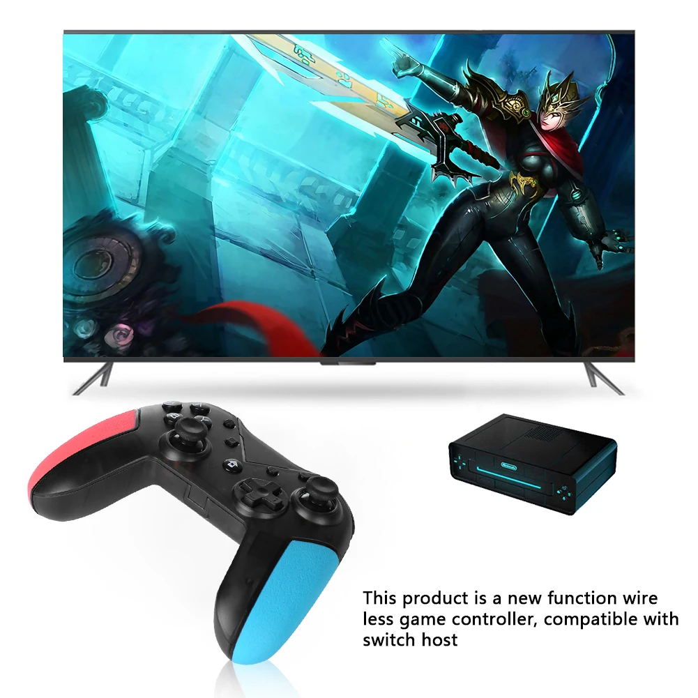 

Bluetooth-compatible Wireless Gamepad w/ Dual Vibration Motor for N Switch Pro 6 Axis Gyro Enduring Game Electronics Parts