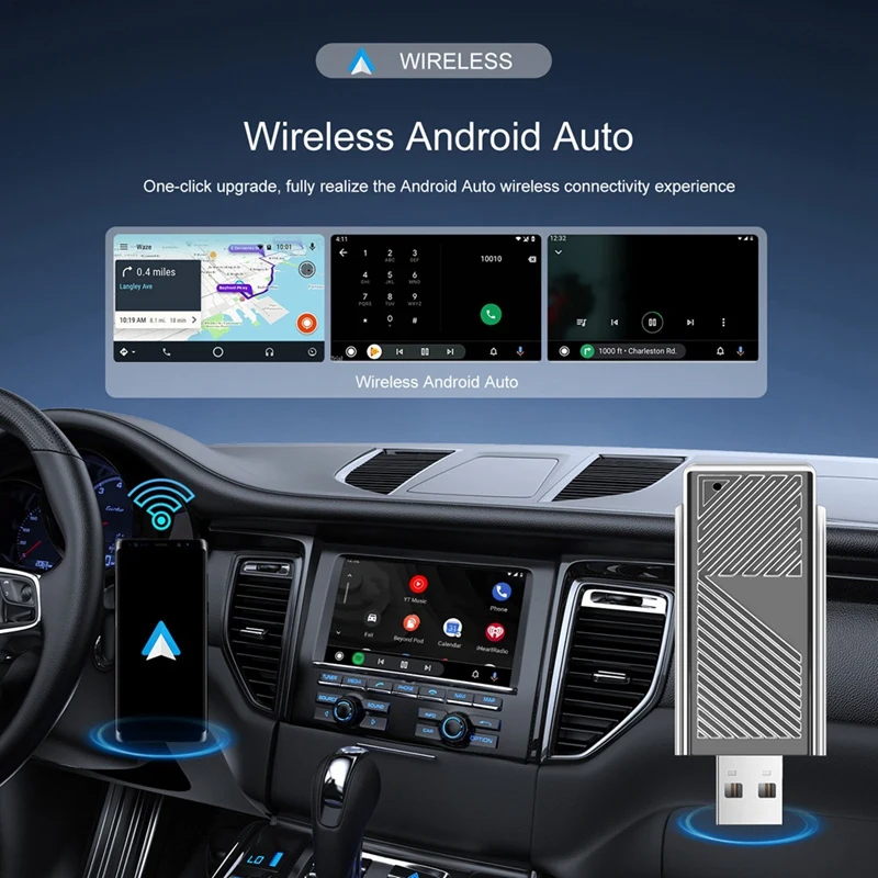 Проводной к беспроводному Android Auto Box Беспроводной адаптер Голосовой помощник AI