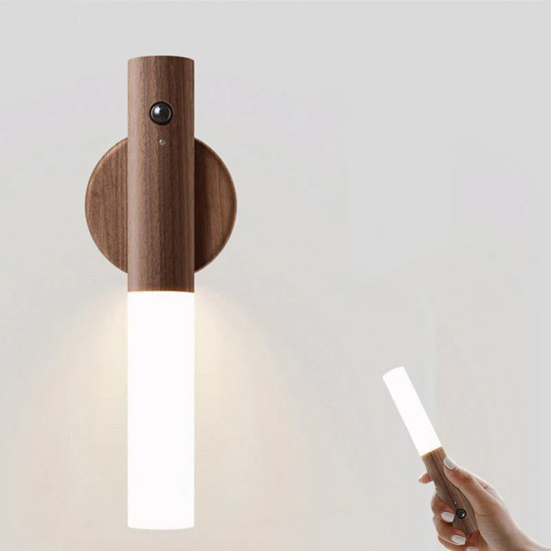 

Wooden Wall Light, Indoor Night Light with Motion Sensor, Magnetic Rechargeable Wireless Battery Wall Lights