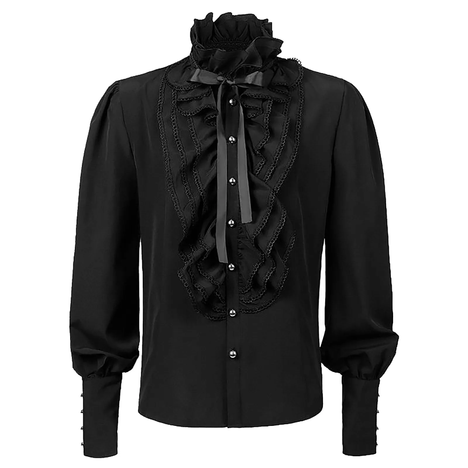 

Mens Shirt Gothic Ruffled Medieval Halloween Costume Clothing Vampire Cosplay Costume Medieval Halloween Long Sleeves Shirt