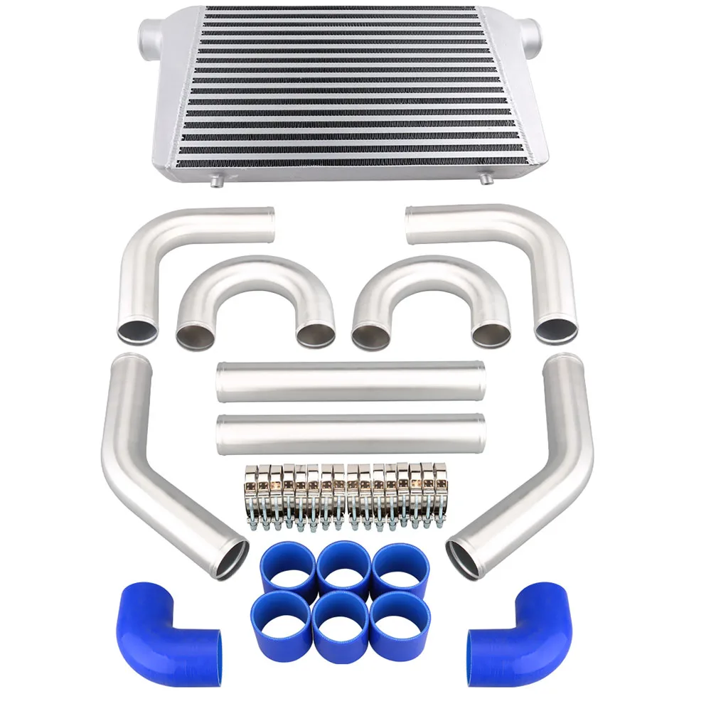 

Plate Fin Tube Fin Universal Auto Car Aluminum Intercooler 550x230x65 +2.5' 63mm Turbo Intercooler Pipe Chrome Aluminum