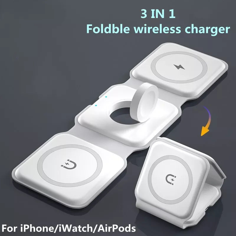 

in 1 Foldable Wireless Charger 13 12 11 Pro Max X 8 Portable Wireless Charger Watch 7 6 AirPod 3