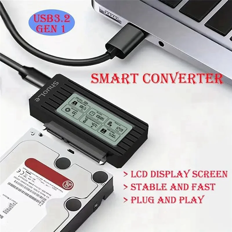 Фото Кабель-адаптер Shuole USB 3.0 к SATA/IDE для 2,5 и 3,5-дюймового жесткого диска/SSD SATA III, конвертер для ПК и ноутбука №5
