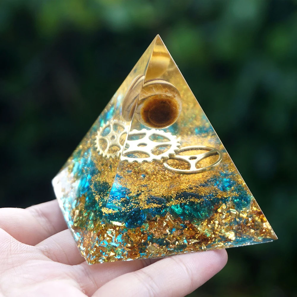 

Natural Tiger Eye Orgonite Pyramid Healing Crystals Energy Generator Reiki Chakra Multiplier Orgone Amethyst Meditation Stone
