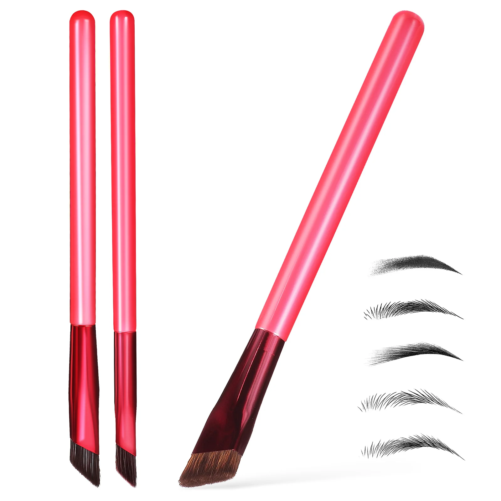 

3 Pcs Wild Eyebrow Brush Angled Cosmetics Tool Eyelash Portable Makeup Tools Artificial Fiber Wool Brushes Woman Realistic