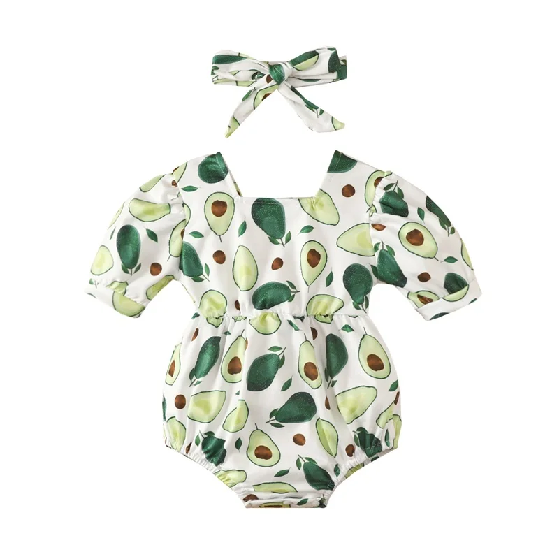 

Детский костюм без рукавов, с принтом авокадо и бантом