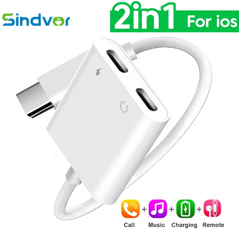 

2 In 1 Audio Adapter For iPhone Pro Max Aux Jack Headset Lighting 3.5mm Type C To Headphone Splitter Charging Earphone Cable