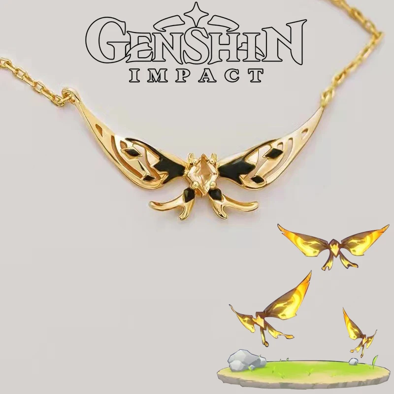 

Ожерелье Genshin Impact Liyue Geo с подвеской в виде бабочки из кристаллов для косплея аниме ожерелья-цепочки с бусинами для женщин ювелирные изделия ...