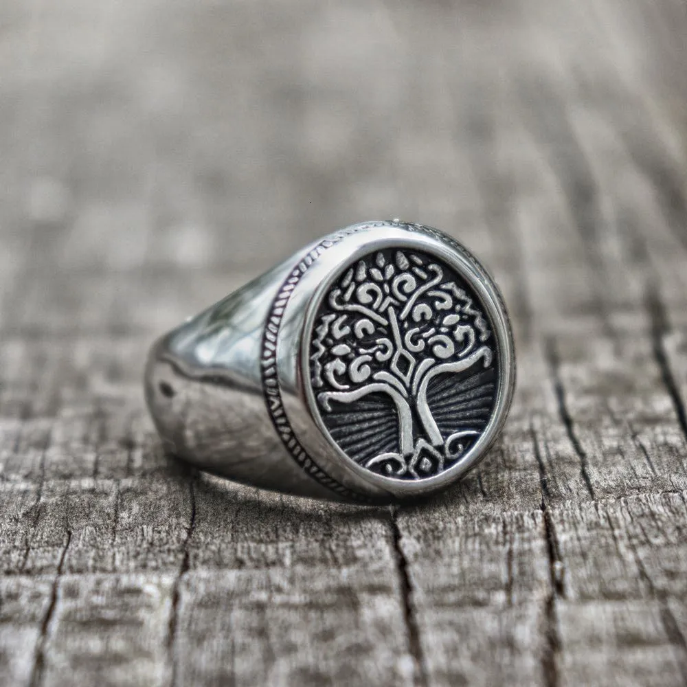 

Amulet men's and women's rings retro personality stainless steel tree of life seal ring кольцо женское anillo hombre Gift