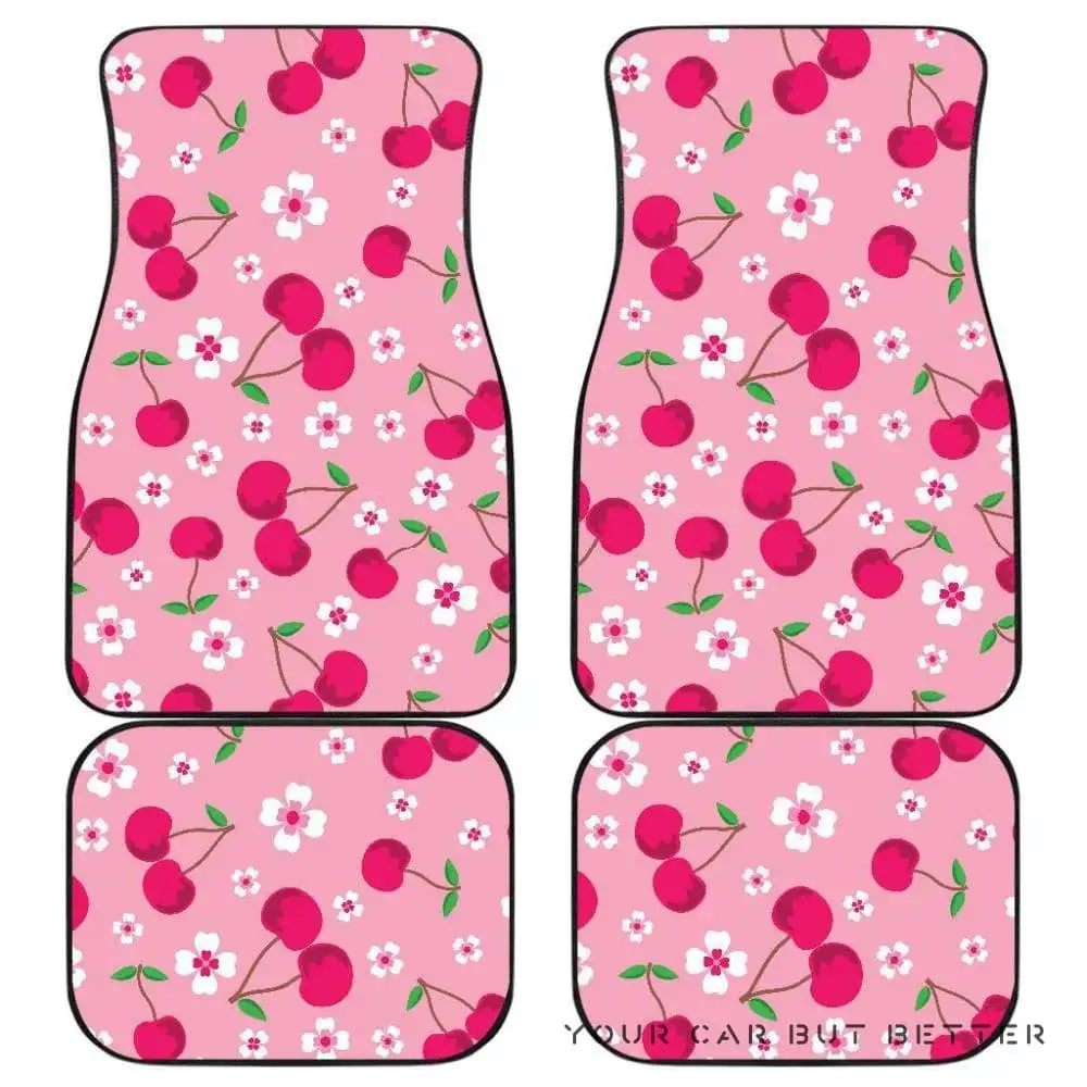 

Cherry Flower Pattern Pink Background Front And Back Car Mats 045109