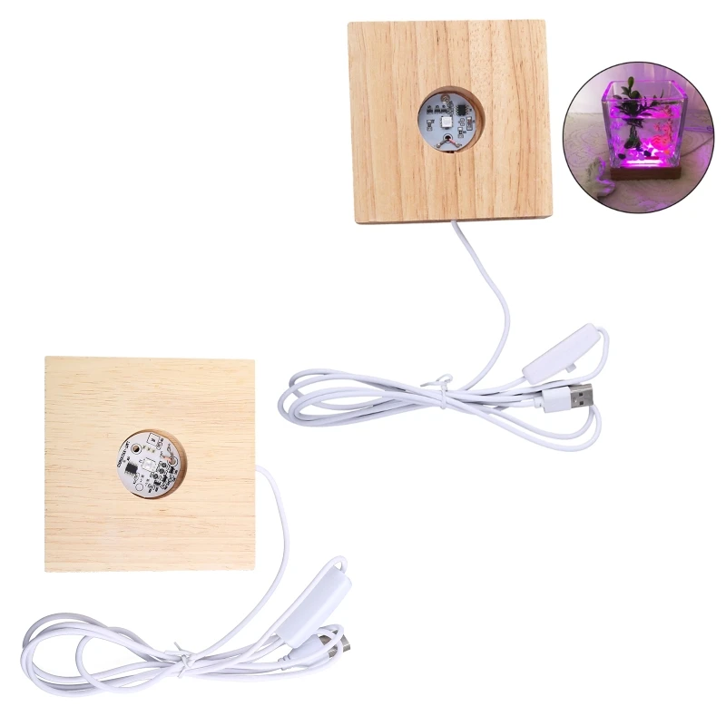 

Квадратная деревянная подставка ручной работы, осветительная стойка, основа для дисплея, художественные украшения из смолы, подставка для дисплея, основа из хрустального стекла