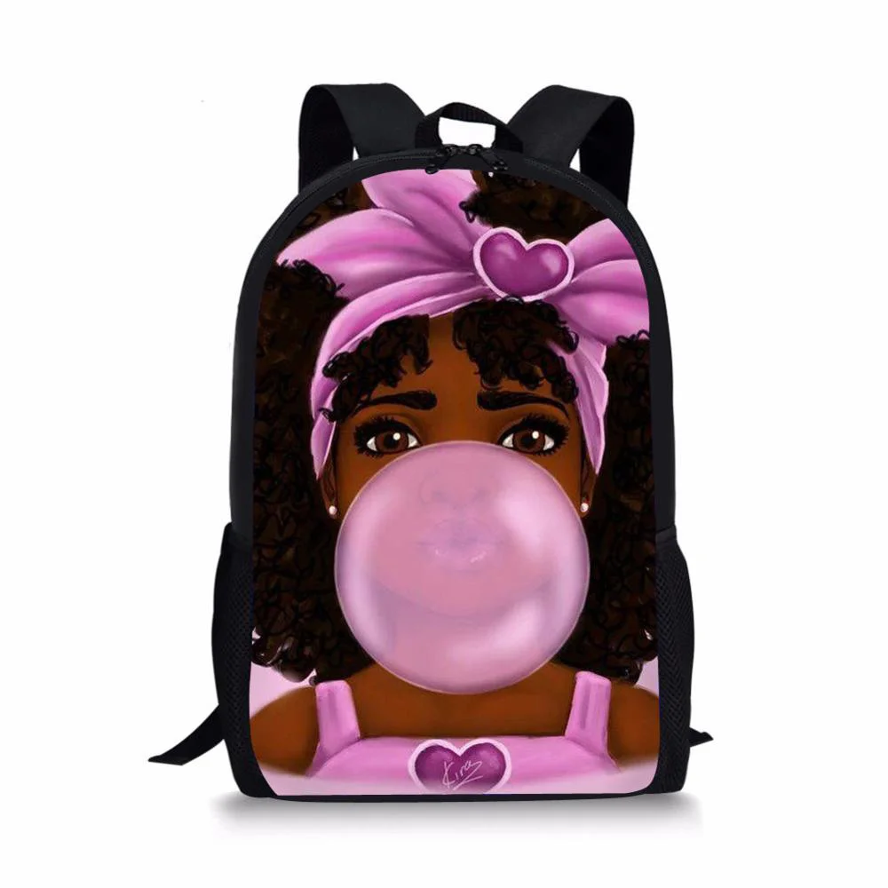 

Cartoon Black African Girl Printing School Bag Kids Cute Book Bags Teenager Girls Schoolbag Backpack Mochila Escolar