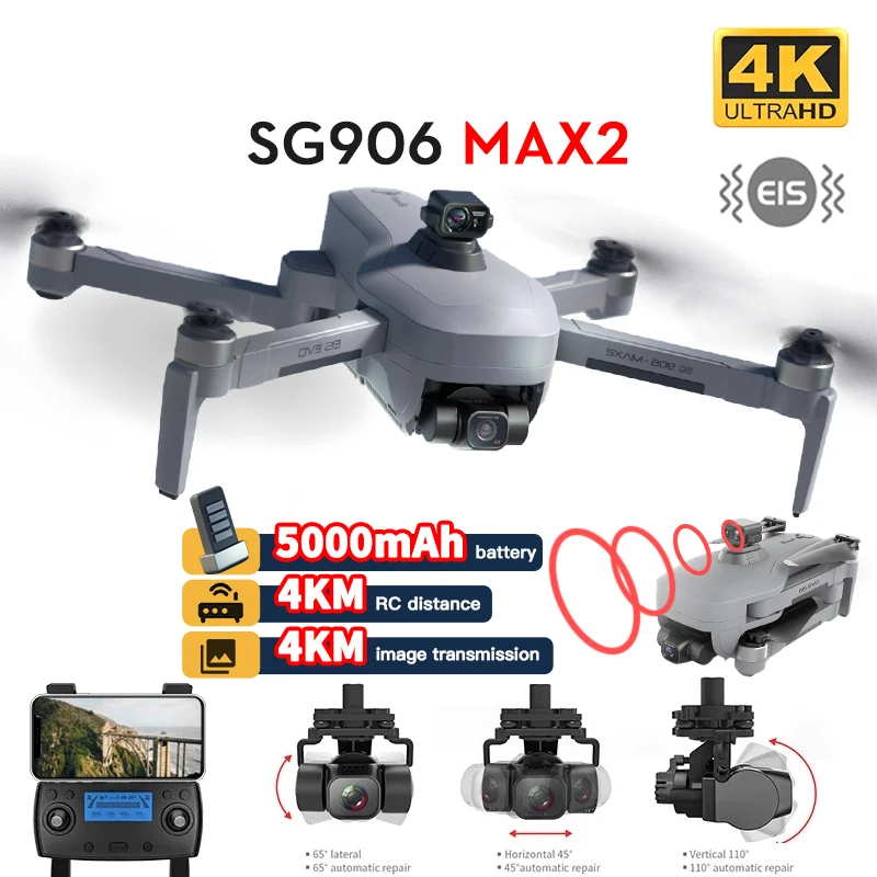 

ZLL SG906 MAX2 / MAX 1 Professional Drone 4K HD Camera Obstacle Avoidance 3-Axis Gimbal 5G WiFi 4KM GPS Quadcopter RC Dron SG906