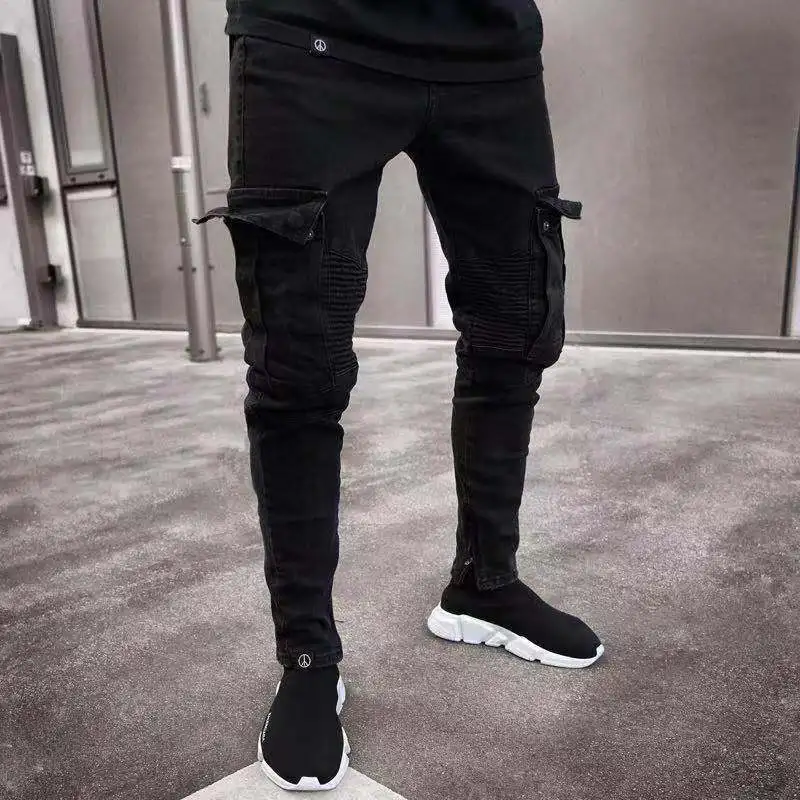 Black  Jeans Men High Quality Stretch Skinny Denim Pants 2023 Spring Autumn Fashion Classical Zipper Side Pocket