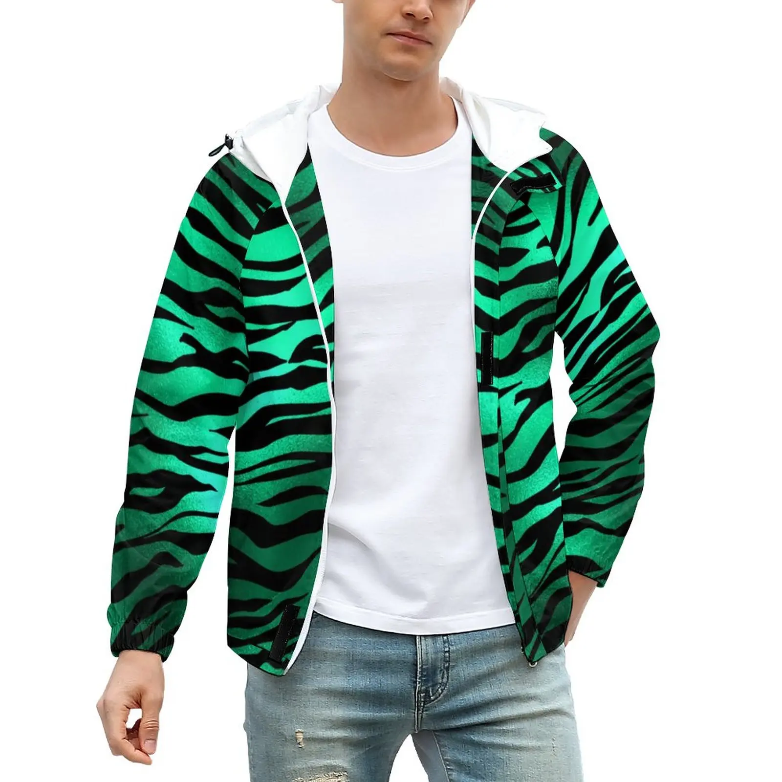 

Мужская Повседневная ветровка в полоску, с капюшоном, размеры до 6XL