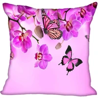 orchid pattern polyester printing square pillow cushion cover car sofa office chair pillowcase simple home decoration ornaments