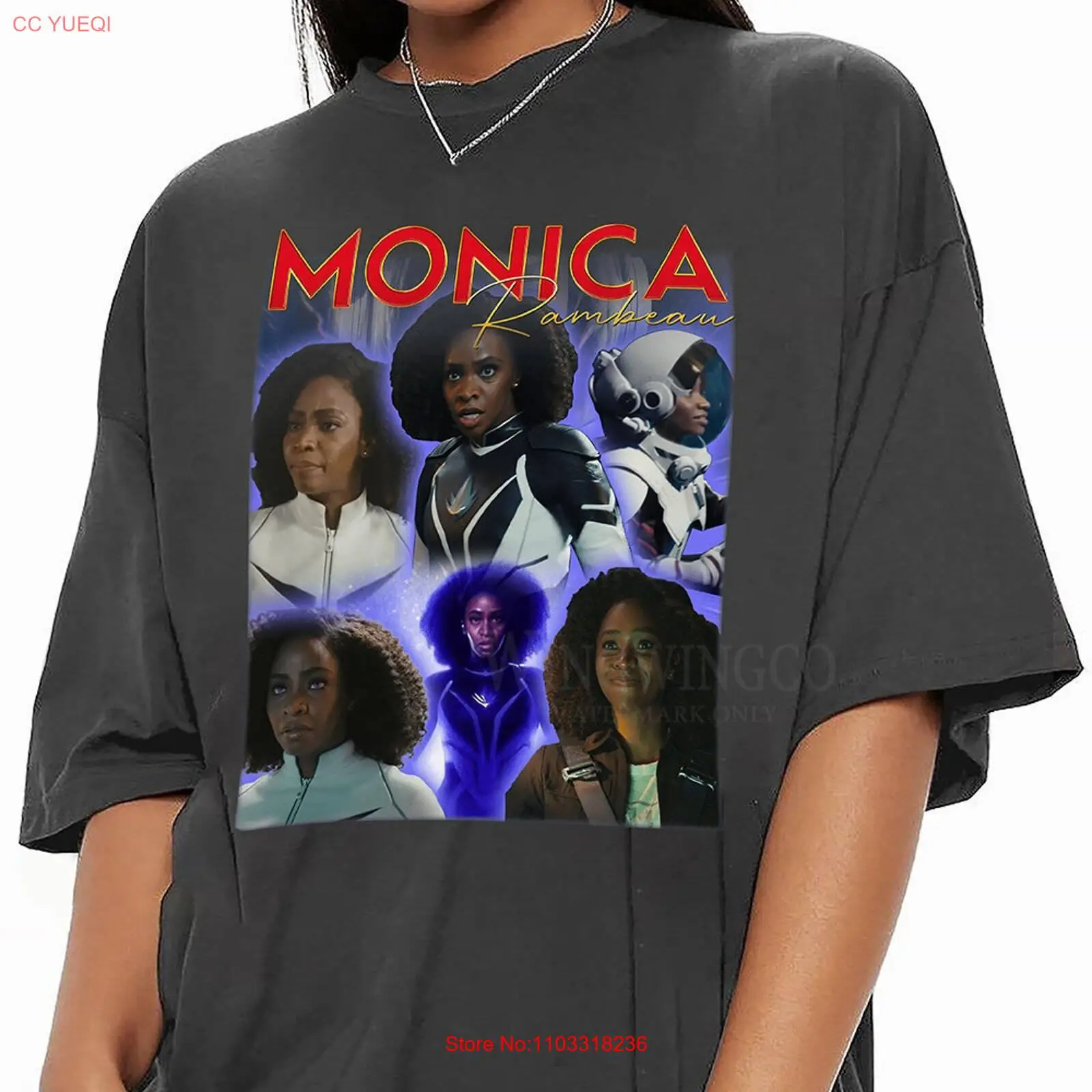 Винтажная Футболка-ботинок футболка с графическим рисунком для Моники Rambeau