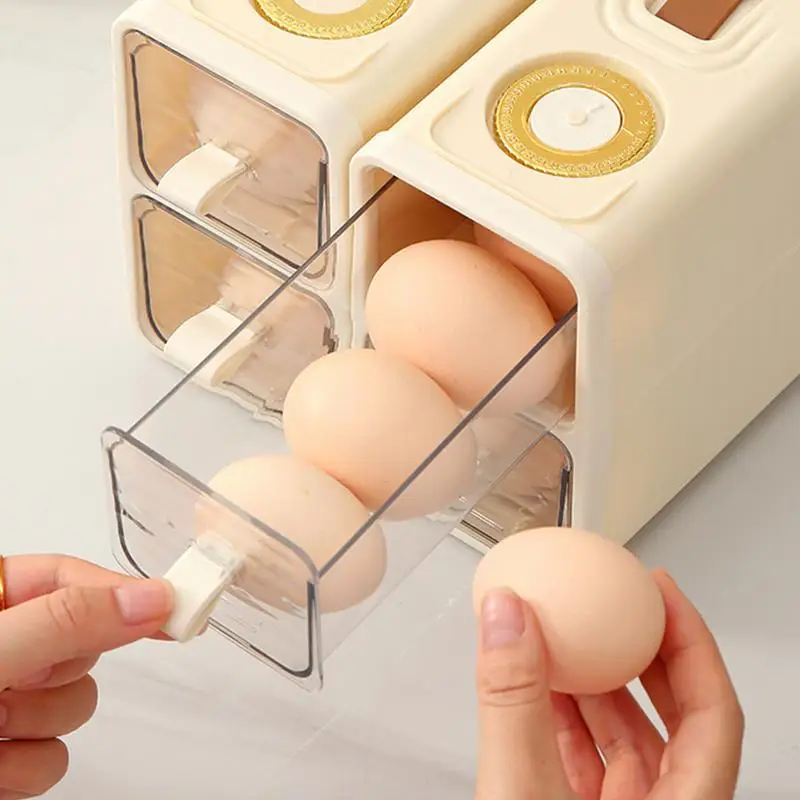 

Refrigerator Egg Storage Box Portable Egg Storage Bin Household Egg Dispenser Drawer Type Egg Crisper Tray Kitchen Accessories