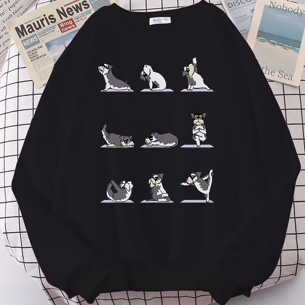 

Miniature Schnauzer Yoga Hoodies Oversized Creneck Sweatshirts Kawaii Funny Pug Yoga Hoodies Harajuku 2022 Unique Design Clothes