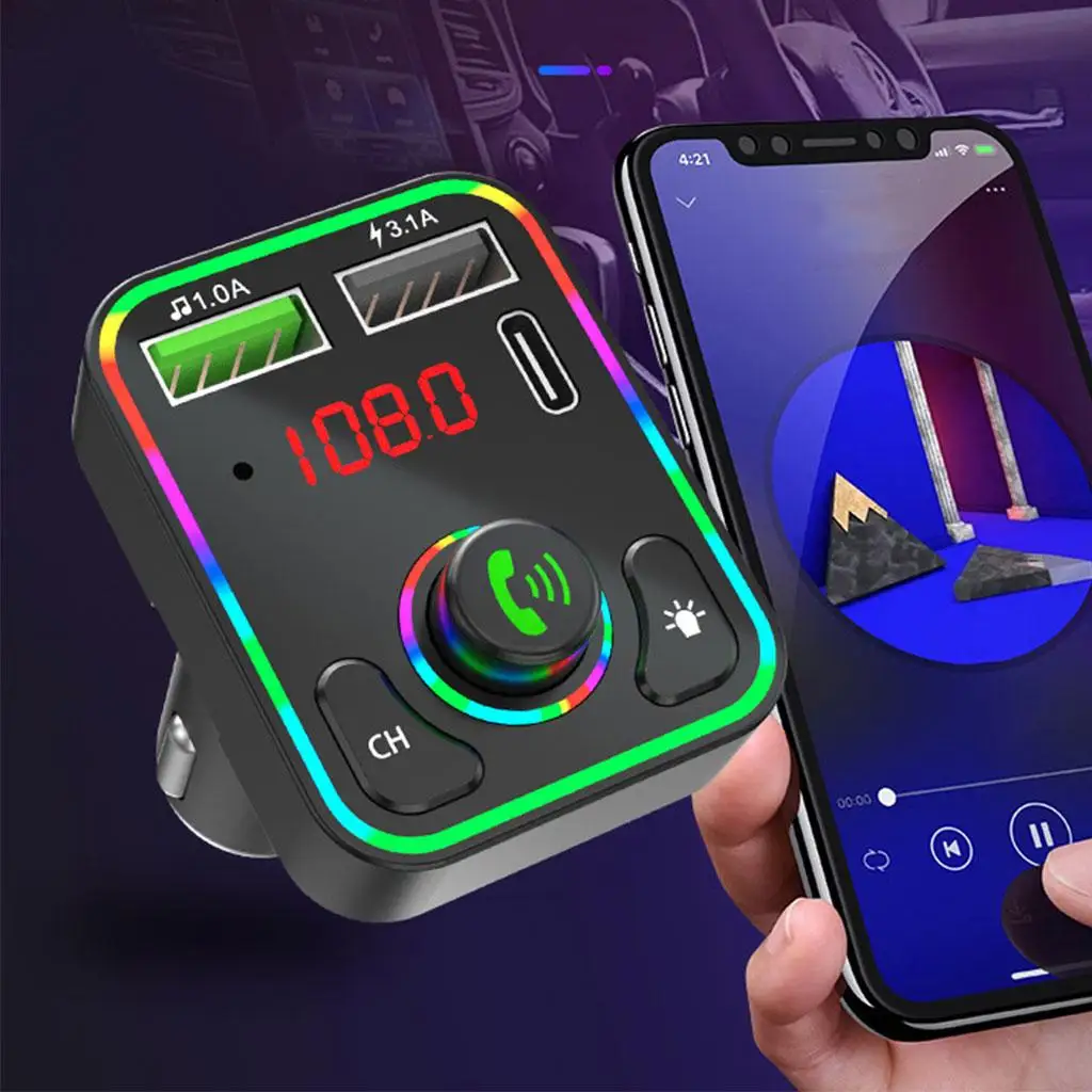 

Bluetooth 5.0 FM Support TF Card USB Drive PD Charger for Car